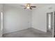 Bright and airy empty bedroom featuring neutral walls, carpeted floors, and a ceiling fan at 2837 Milano Ave, Apex, NC 27502