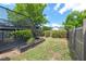 View of backyard featuring a raised deck, grass, fence and trees at 309 S Haywood St St, Raleigh, NC 27601