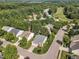 Aerial view of neighborhood with lush landscaping and golf course at 3400 Secretariat Way, Raleigh, NC 27614