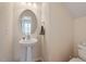 Powder room with pedestal sink and toilet at 401 Dyersville Dr, Morrisville, NC 27560