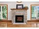 A close up of the stone fireplace showing the craftsmanship and detail at 4906 Lakemont Dr, Raleigh, NC 27609