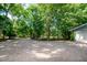 Gravel driveway leads to a charming home surrounded by lush greenery at 5213 Tomahawk Trl, Raleigh, NC 27610