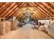Spacious unfinished attic featuring exposed wooden beams and ample storage space at 7801 Wood Way Ct, Raleigh, NC 27606