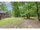 Expansive backyard featuring a lush green lawn and mature trees at 7801 Wood Way Ct, Raleigh, NC 27606