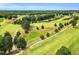 Expansive aerial view of a lush golf course with mature trees, rolling fairways, and manicured greens at 921 Riverwood Dr, Clayton, NC 27527