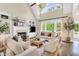 Inviting living room featuring a fireplace, large windows, comfortable seating, and natural light at 921 Riverwood Dr, Clayton, NC 27527