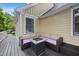 This back porch includes a built-in gas firepit and outdoor furniture, perfect for relaxing in the evenings at 102 Legacy Ln, Durham, NC 27713