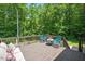 Relaxing wooden deck with outdoor furniture, perfect for enjoying nature at 110 Lexington Ave, Zebulon, NC 27597