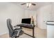 Office/bedroom area featuring neutral carpet, a ceiling fan, and natural light at 233 Hammond Wood Place, Morrisville, NC 27560
