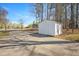Detached white shed with a paved driveway at 2420 Mollynick Ln, Wake Forest, NC 27587