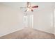 Neutral bedroom with ceiling fan and doorway to other rooms at 3008 Isabella Dr, Raleigh, NC 27603
