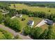 Expansive aerial view of a white two-story home, with large yard and rural landscape at 412 Carr Store Rd, Cedar Grove, NC 27231