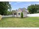 Spacious backyard featuring a well-maintained lawn, partial fencing, and stylish home exterior at 5308 Montclair Dr, Raleigh, NC 27609