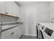 Well-equipped laundry room featuring sleek granite countertops, ample cabinet space, and modern washer and dryer at 60 Bold Dr, Youngsville, NC 27596