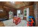 Attic playroom featuring wood-paneled walls, natural light, plush rug and toys at 6447 Beulah Church Rd, Liberty, NC 27298
