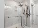 Contemporary shower with glass enclosure, stylish tile and modern fixtures at 852 Cokesbury Park Lane Ln, Fuquay Varina, NC 27526