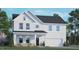 Charming two-story home with white siding, a covered porch, and a well-manicured lawn at 109 Bronco Pace Dr, Clayton, NC 27520