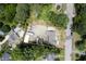 Overhead view of a property featuring a spacious lot with existing structures, greenery, and street access at 112 S Joyland St, Durham, NC 27703