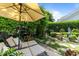 Serene backyard patio with comfortable seating, lush greenery, perfect for relaxing and entertaining at 12221 Orchardgrass Ln, Raleigh, NC 27614