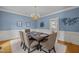 Stylish dining room with chandelier, perfect for Gathering meals and entertaining at 18 Acornridge Ct, Durham, NC 27707