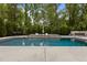 Backyard featuring a luxurious pool, spa, and lush green landscaping at 2077 Amalfi Pl, Apex, NC 27502