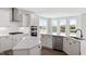Modern kitchen featuring white cabinets, stainless steel appliances, and a center island at 2178 Pink Peony Circle Lot 167 Cir, Durham, NC 27703