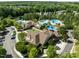 Bird's eye view of the community clubhouse, pool and splashpad for , along with ample parking at 282 Granite Mill Blvd, Chapel Hill, NC 27516