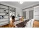 Dining room boasts hardwood floors, stylish built-ins, and seamless access to the living space at 282 Granite Mill Blvd, Chapel Hill, NC 27516