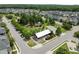Aerial view of a neighborhood park pavilion with picnic tables and shelter, surrounded by walking paths at 282 Granite Mill Blvd, Chapel Hill, NC 27516
