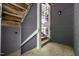 External stairwell with lattice on a wood deck at 4631 Timbermill Ct # 203, Raleigh, NC 27612