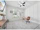Stylish office with neutral colors, a modern ceiling fan and ample natural light at 475 Long View Dr, Franklinton, NC 27525