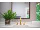 Bathroom with quartz countertop, modern sink fixture, and accent greenery to enhance the bathroom decor at 574 Chatham Dr, Chapel Hill, NC 27516
