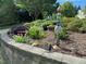 Eye-catching garden with unique art pieces, colorful flowers, and lush greenery at 582 Wimbleton Dr, Raleigh, NC 27609