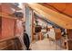 Spacious attic featuring exposed beams, shelving, and potential for storage or customization at 6032 Epping Forest Dr, Raleigh, NC 27613