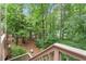 Serene backyard view from the upper deck, surrounded by lush greenery and mature trees at 6032 Epping Forest Dr, Raleigh, NC 27613