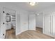 Bright bedroom view with a bathroom and closet, offering ample storage and comfort at 710 W North St # 102, Raleigh, NC 27603
