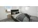 Cozy bedroom featuring a comfortable bed, modern lamps, and a geometric mirror for added style at 1249 Pond Overlook Drive, Nashville, NC 27856
