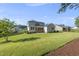 Lush backyard featuring an expansive lawn with established landscaping, perfect for recreation and relaxation at 1612 Commons Ford Pl, Apex, NC 27539