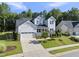 Charming two-story home with a manicured lawn, lush landscaping, and inviting front porch for relaxing and curb appeal at 1612 Commons Ford Pl, Apex, NC 27539
