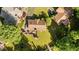 Beautiful aerial image showcasing the home's backyard, deck, and mature greenery at 1641 Regency Dr, Burlington, NC 27215