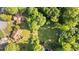 Aerial image of a neighborhood featuring mature trees and green lawns at 1641 Regency Dr, Burlington, NC 27215