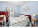 Well-lit bedroom featuring natural light, bedside table, and soft blue paint at 1641 Regency Dr, Burlington, NC 27215