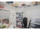 Ample storage room with shelving and various containers for organization and storage solutions at 18 Heathgreen Dr, Clayton, NC 27527