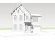 Detailed line drawing of the home's exterior featuring a two-story design and attached two-car garage at 1813 Bennett St, Raleigh, NC 27604