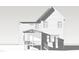 Detailed line drawing of the home's rear exterior, featuring a screened-in porch and yard access at 1813 Bennett St, Raleigh, NC 27604