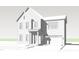 Detailed line drawing of the home's exterior featuring a two-story design and attached two-car garage at 1813 Bennett St, Raleigh, NC 27604