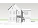 Detailed line drawing of the home's exterior featuring a two-story design and attached two-car garage at 1813 Bennett St, Raleigh, NC 27604