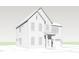 Detailed line drawing of the home's exterior featuring a two-story design and attached two-car garage at 1813 Bennett St, Raleigh, NC 27604