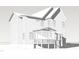 Detailed line drawing of the home's rear exterior, featuring a screened-in porch and yard access at 1813 Bennett St, Raleigh, NC 27604