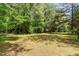 A sprawling backyard boasts a lush lawn, mature trees, and ample space for outdoor activities at 197 Country Routt Brown Rd, Pittsboro, NC 27312